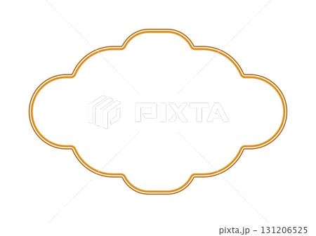 Shiny golden luxury 3d frame. Realistic object mockup for photo frame. Ornamental border in oriental style. Indian decorative element. Vector for certificate, stamp, vignette 131206525
