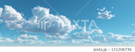 A beautiful, clear blue sky filled with fluffy white clouds, perfect for a calming scene. A beautiful, clear blue sky filled with fluffy white clouds, perfect for a calming scene. 131206736