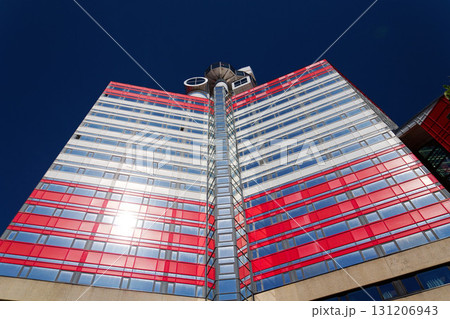 The Lilla Bommen building called Lipstick at harbor on Gota river bank, Gothenburg, Sweden, sunny day 131206943