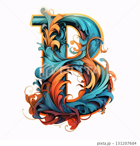 Alphabetic font. Letter B in the style of baroque. Alphabetic font. Letter B in the style of baroque. 131207684