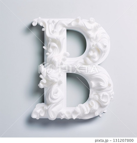 Alphabet letter B made of white whipped cream. 3d rendering Alphabet letter B made of white whipped cream. 3d rendering 131207800