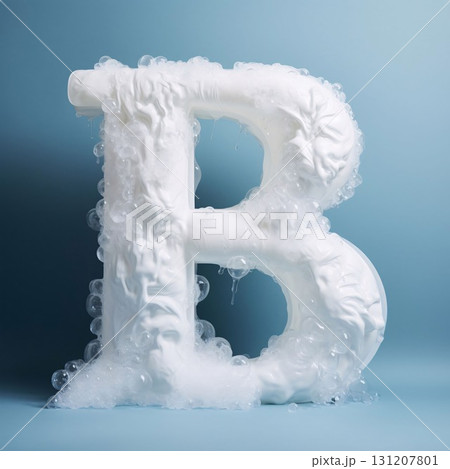 Foam font letter B on blue background. 3d rendering Foam font letter B on blue background. 3d rendering 131207801