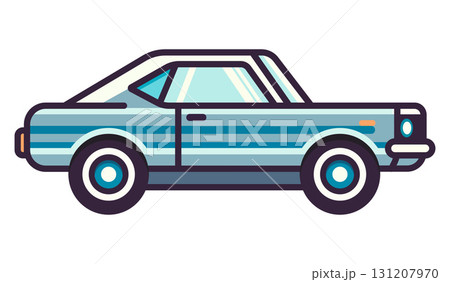 Vintage blue car icon. retro automobile vector illustration. 131207970