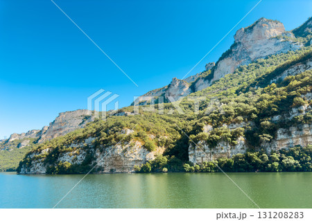 Scenic view of the Sobron Reservoir on the Ebro River, located between Alava and Burgos, Spain 131208283