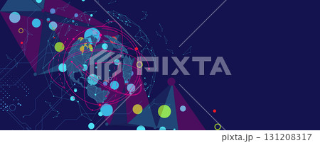 Abstract earth technology concept in dark network system 131208317