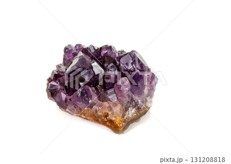 Amethyst Crystal Druse macro mineral on white background Amethyst Crystal Druse macro mineral on white background 131208818