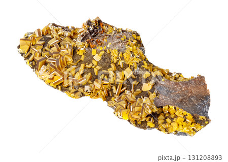 wulfenite mineral stone on a white background 131208893