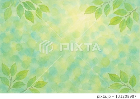 背景素材　新緑　若葉　エコイメージ　水彩画 131208987