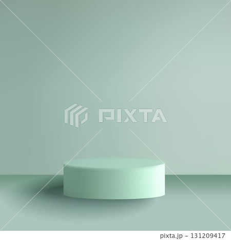 Modern cylindrical stand for presentation on a monochrome studio backdrop. Eps 10 Modern cylindrical stand for presentation on a monochrome studio backdrop. Eps 10 131209417