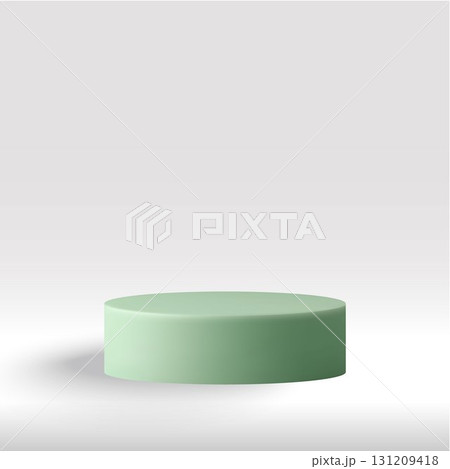 A stage with a cylindrical stand in mint color and a neutral background. A stage with a cylindrical stand in mint color and a neutral background. 131209418