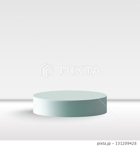 An empty turquoise podium in a minimalist style for product presentation. 131209428