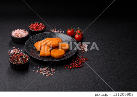 Crispy chicken nuggets, meat takeaway meal with salt. Chicken nuggets, fast food Crispy chicken nuggets, meat takeaway meal with salt. Chicken nuggets, fast food 131209908