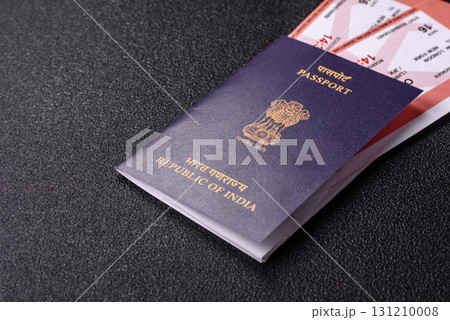 Indian passport and tickets for travelling, flying and doing business. India document, id Indian passport and tickets for travelling, flying and doing business. India document, id 131210008