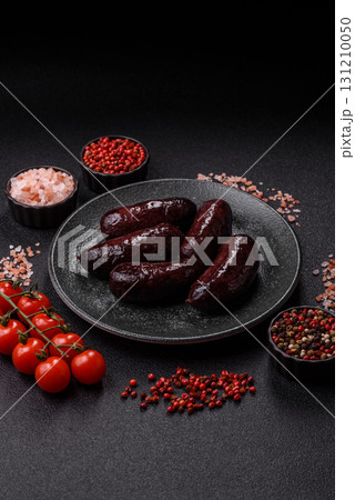 Blood sausage, pudding, meat food with lard and spices. Blood sausage 131210050