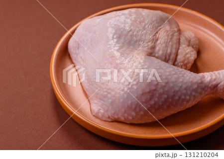 Chicken raw leg or quarter, fresh meat for cooking on barbecue. Chicken quarter 131210204