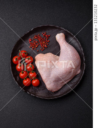 Chicken raw leg or quarter, fresh meat for cooking on barbecue. Chicken quarter 131210232