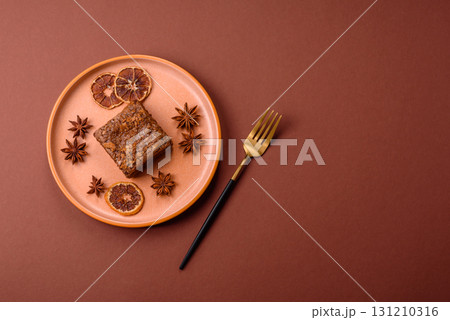 Chocolate brownie cake, food, sweet dessert with nuts rectangular shape. Sweet chocolate brownie Chocolate brownie cake, food, sweet dessert with nuts rectangular shape. Sweet chocolate brownie 131210316