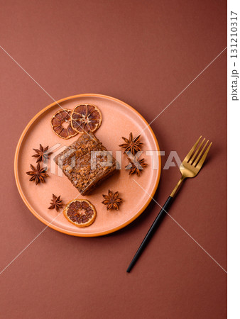 Chocolate brownie cake, food, sweet dessert with nuts rectangular shape. Sweet chocolate brownie Chocolate brownie cake, food, sweet dessert with nuts rectangular shape. Sweet chocolate brownie 131210317