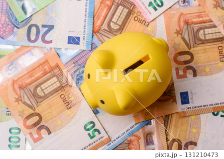 Paper money, euro notes, cash for savings and investments. Euro paper cash 131210473