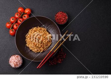 Instant noodles or ramen, Asian food, pasta with vegetables. Noodles, takeaway food 131210590