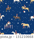 Riding school in winter, seamles pattern 131210668