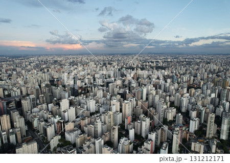 Urban landscape in Sao Paulo showcasing extensive city skyline during sunset Urban landscape in Sao Paulo showcasing extensive city skyline during sunset 131212171