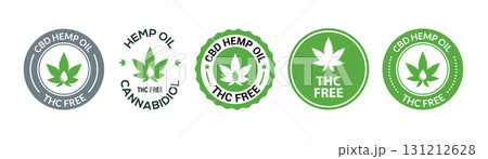 CBD hemp oil free gmp logo icon. CBD gmo free certified label organic pure vector stamp badge icon. 131212628