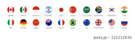 Collection of world country flags including France Mexico USA Japan Saudi Arabia Argentina Russia 131212630
