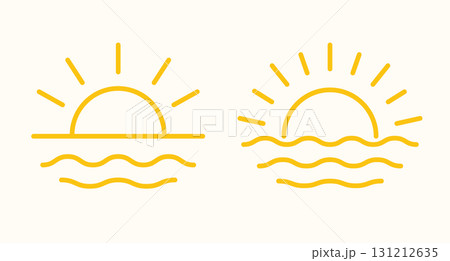 Sun line icon logo sunrise vector. Bohemian minimal sun line icon logo design Sun line icon logo sunrise vector. Bohemian minimal sun line icon logo design 131212635