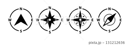 Compass icon vector set. North south direction star map arrow symbol compass design element Compass icon vector set. North south direction star map arrow symbol compass design element 131212636
