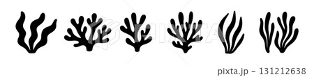 Seaweed coral silhouette black vector icon. Weed plant ocean reef fish underwater seaweed coral Seaweed coral silhouette black vector icon. Weed plant ocean reef fish underwater seaweed coral 131212638