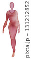 Elegant watercolor figure walking gracefully with flowing movements in soft hues of pink and red 131212852