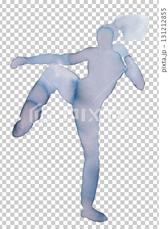 Dynamic watercolor illustration of a martial artist performing a kick during training session Dynamic watercolor illustration of a martial artist performing a kick during training session 131212855