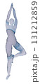 Graceful pose of a dancer captured in soft watercolor and ink technique within a serene setting 131212859