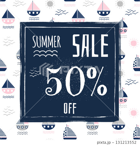 Summer Sale Banner for Advertisement and Brochures with 50% Off Offer Summer Sale Banner for Advertisement and Brochures with 50% Off Offer 131213552