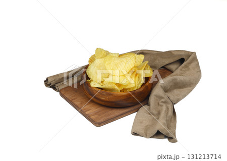 potato chip isolated on white background close up potato chip isolated on white background close up 131213714