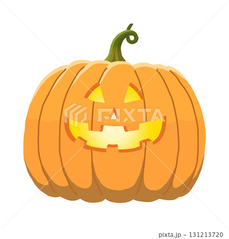 ハロウィン用／優しい笑顔をした大きなジャックオランタン（かぼちゃのお化け）【発光あり】【主線なし】 131213720