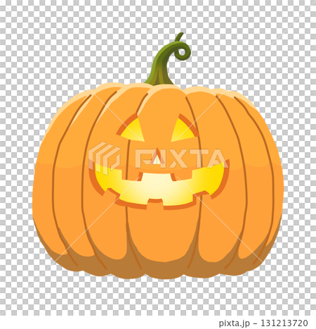 ハロウィン用／優しい笑顔をした大きなジャックオランタン（かぼちゃのお化け）【発光あり】【主線なし】 131213720