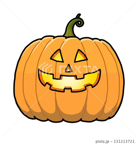 ハロウィン用／優しい笑顔をした大きなジャックオランタン（かぼちゃのお化け）【発光あり】【主線あり】 131213721