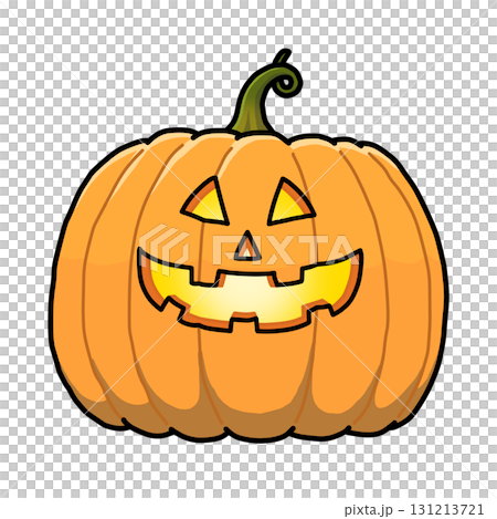 ハロウィン用／優しい笑顔をした大きなジャックオランタン（かぼちゃのお化け）【発光あり】【主線あり】 131213721