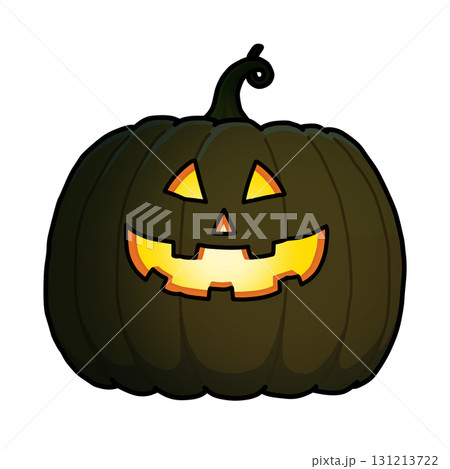 ハロウィン用／暗闇の中で発光する大きなジャックオランタン（かぼちゃのお化け）【主線あり】 131213722