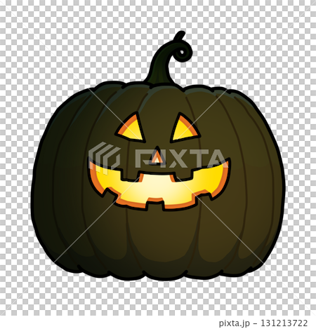 ハロウィン用／暗闇の中で発光する大きなジャックオランタン（かぼちゃのお化け）【主線あり】 131213722