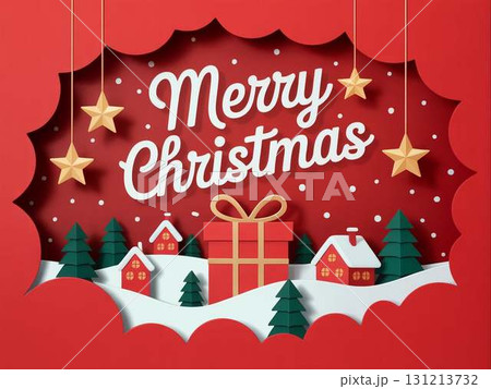 立体的な切り絵風のクリスマスカード 131213732
