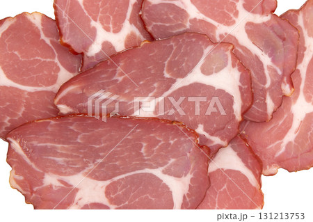 slices of pork neck cured as background slices of pork neck cured as background 131213753