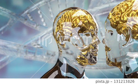 The Bust and Brain for sci or Technology concept 3d Rendering. 131213826