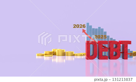 The DEBT Chart 2026 for Business concept 3d Rendering. The DEBT Chart 2026 for Business concept 3d Rendering. 131213837