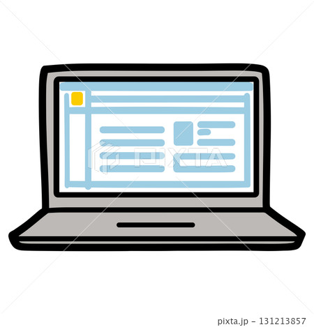ざらざら青い画面のノートパソコンフラットイラスト 131213857