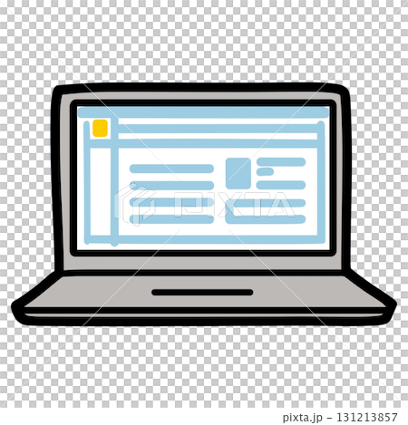 ざらざら青い画面のノートパソコンフラットイラスト 131213857