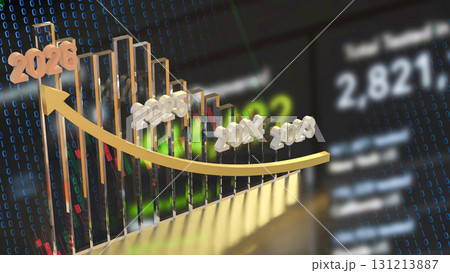 The 2026 Chart glow up for Business concept 3d Rendering. 131213887