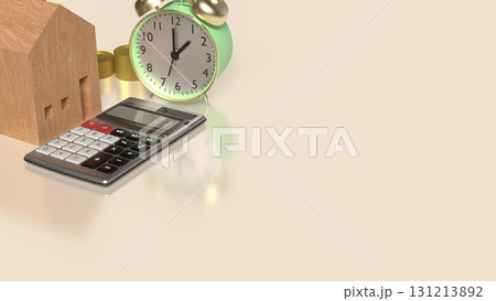 The Clock and House  for Building  or Property concept 3d Rendering. 131213892